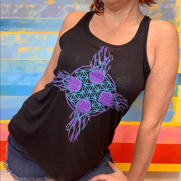 MY DESIGN Zia Flower of Life Jellyfish Flowy Tank - Picture 4 of 12